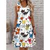 Women's Sleeveless Round Neck A-Line Dress Lions Zebras Elephants Vibrant Animal Print Dresses Y2k Ladies Clothes