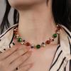 Vintage Ruby Imitation Geometric Choker Necklace: European-American Court Style, Women's Niche Design