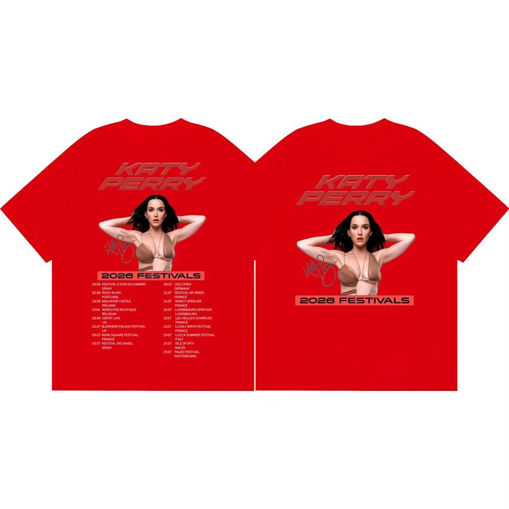 Katy Perry 2026 Fastivals Tour T Shirt Men Women Clothing Fashion Aesthetic T-shirts High Quality Gothic Cotton Oversized T-shirts