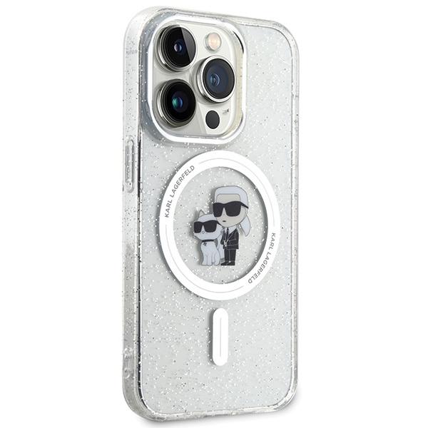 Karl Lagerfeld Klhmp15Lhgkcnot Iphone 15 Pro 6.1 Transparent Hardcase Karl&Choupette Glitter Magsafe