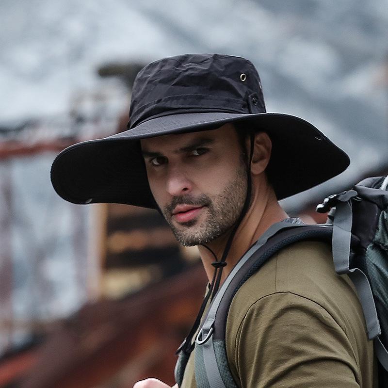 Viaggiatori Estivi All'aperto a piedi Cappello da Pescatore per Uomo Cappello a Tesa Larga Cappello Impermeabile Campeggio Uomo Taglia Larga Cappello a Secchiello Cappellino da Sole