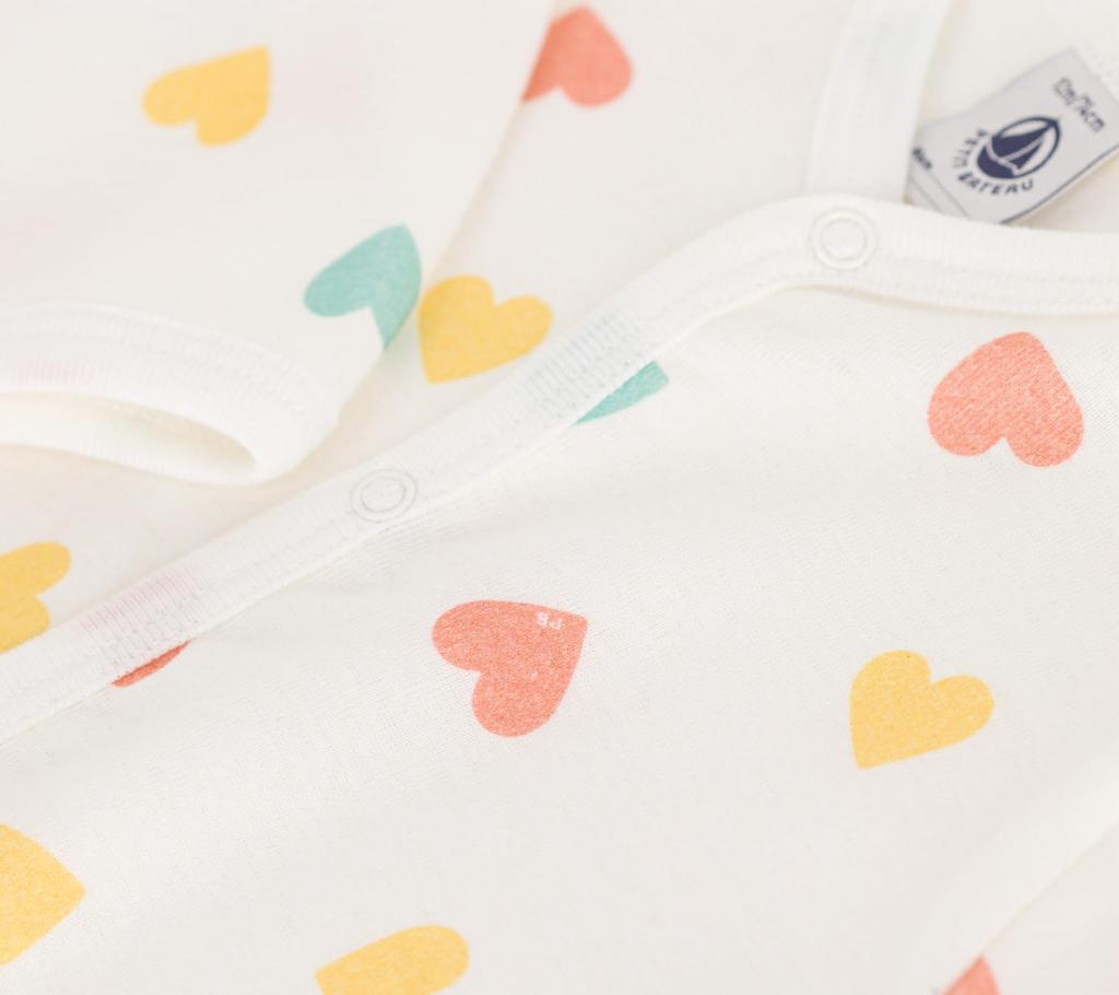 Footless Romper A0CST 3 Months 60cm [Petit Bateau] Off-white/Multicolor