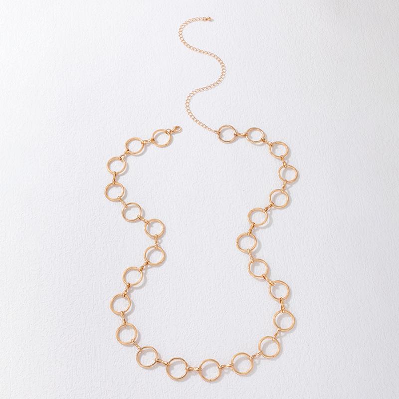 Accessories Punk Hip Hop Single Layer Metal Ring Body Chain Vintage Temperament Geometric Circle Waist Chain Women