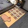 Cute Cartoon Animal Carpet with Sleeping Capybaras and Orange Accent Suitable for use as an anti-slip for living room bedroom sofas