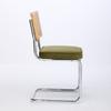 Mid Century Modern Dining Chairs Set of 2, Velvet Accent Chairs with Natural Cane Back & Stainless Chrome Base, Olive Green, DE1851OL
