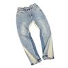 Trendy Wijde Jeans, Gewassen, Slijtageplekken, Patchwork, Unisex Stijl