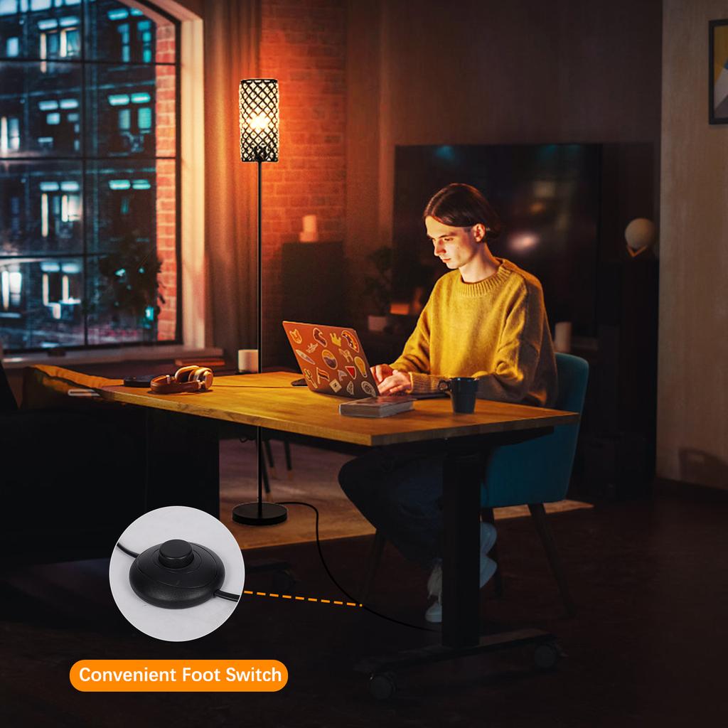 Modern Minimalist Floor Lamp Crystal Lampshade Standing Lamp 3 Color Temperatures Tall Lamp with