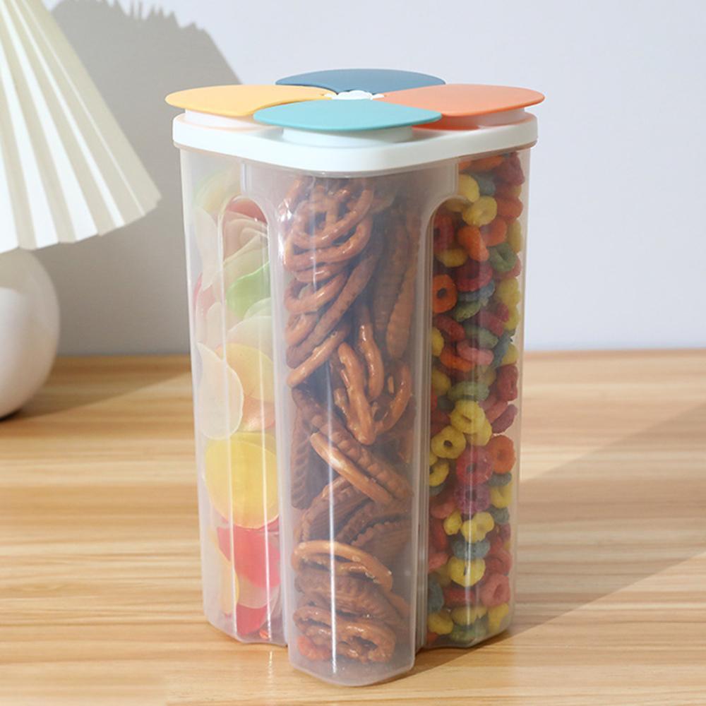 1PC Four Grains And Grains Transparent Storage Crisper Kitchen Supplies Moisture-Proof Sealed Compartmented Open Lid Jar