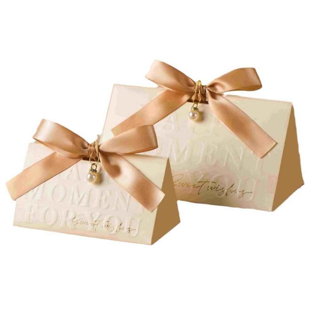 2025 Elegant Triangular Wedding Candy Box for Newlyweds – High-End Party Favor