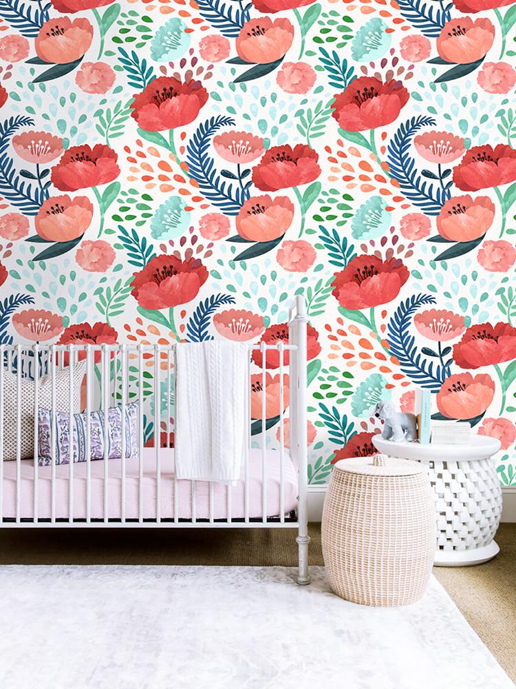 Pivoňkový květinový peel and stick tapeta Vícebarevná vinylová Odnímatelná Samolepicí Vodotěsná pro Ložnici Dětský pokoj Dekorativní