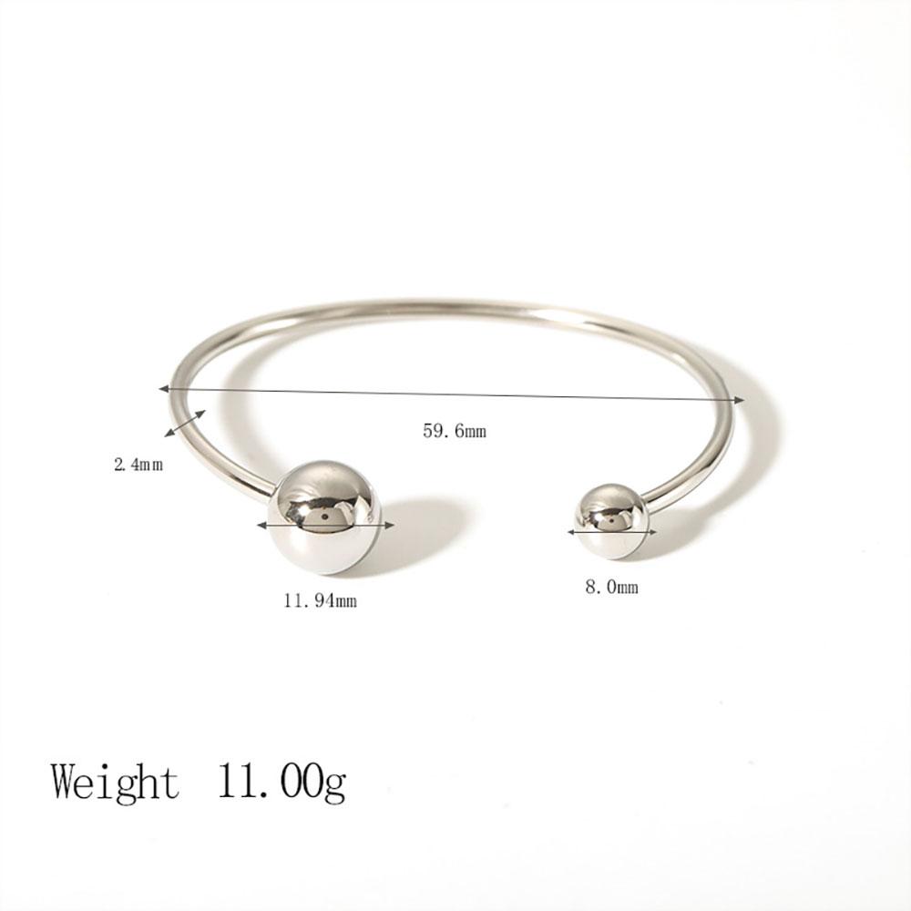 2025 Gold Sliver Ball Charm Stainless Steel Cuff Bangle For Women FR Style Hand Accessory