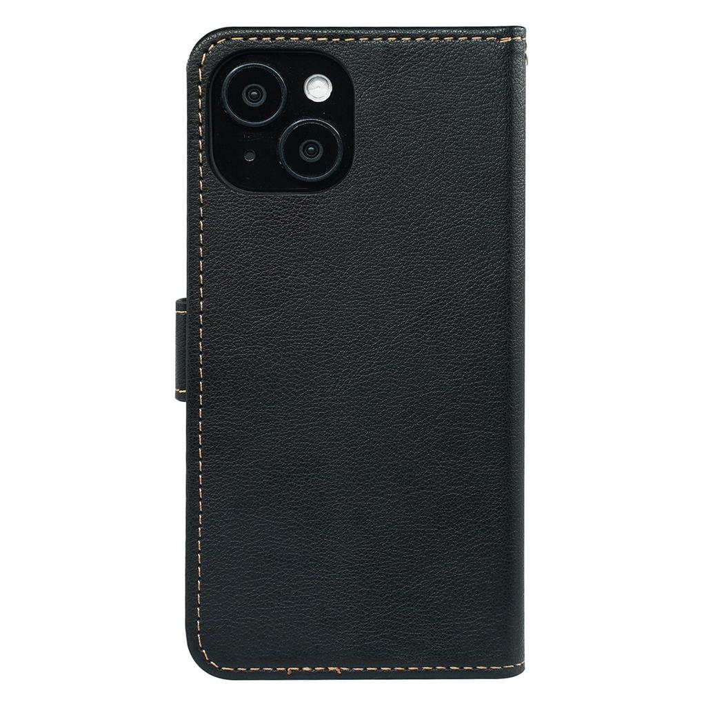 For iPhone 14 Case RFID Blocking Wallet Litchi Texture Leather Phone Cover Magnetic Clasp