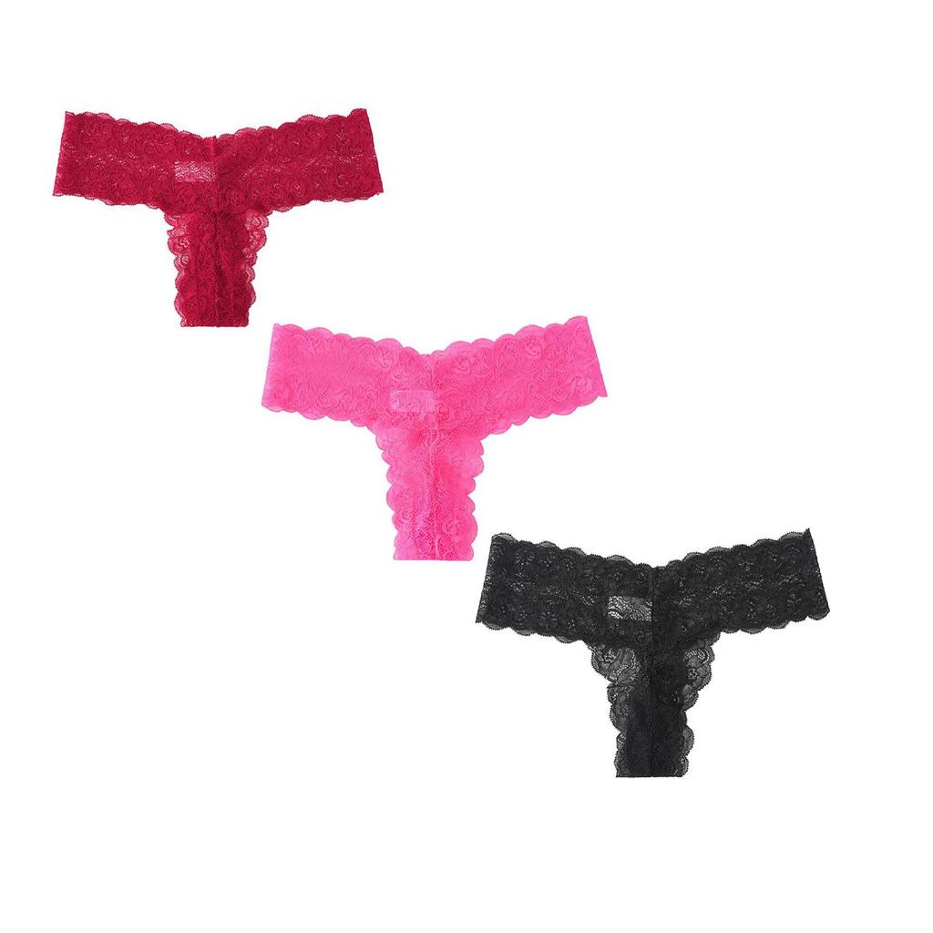 Ladies' Lace Thong Hollow Out Breathable Comfortable Seamless Underwear Six-piece Set