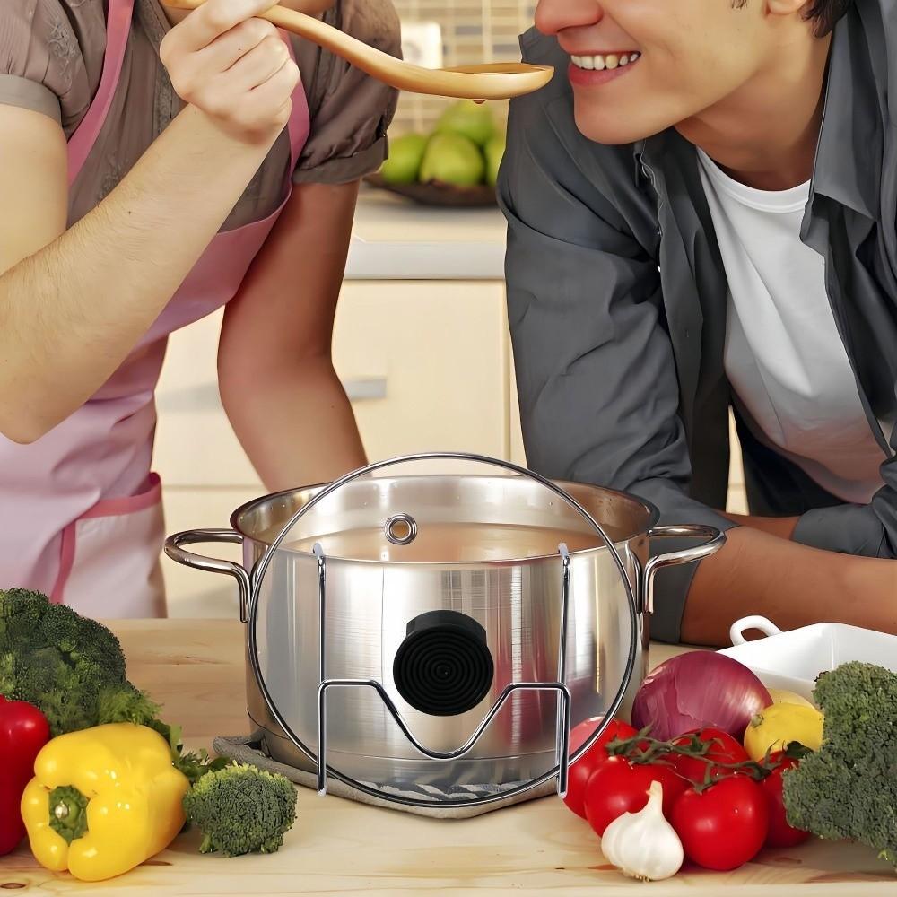 2 Stück Multifunktionaler Edelstahl-Topfdeckelhalter Anti-Kipp Platzsparendes Deckel-Aufbewahrungsgestell Rutschfester Topfdeckel-Ständer Schreibtisch