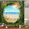 3D European Rural Town Flowers Landscape Printing Bathroom Waterproof Shower Curtain Polyester Curtain Home Decoration Curtain