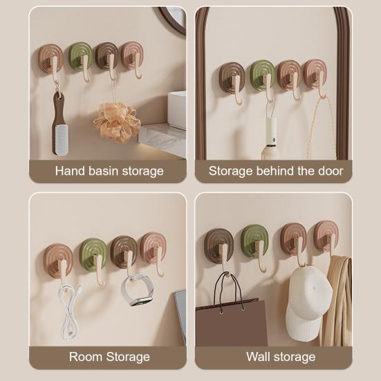 Suction Cup Hooks Strong Load-Bearing Grain Design Retro Wood No Drilling Installation Traceless Reusable Wall