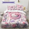 Hello Kitty Pink Pattern Bedding,Quilt Set Quilt Cover Pillowcase Home Birthday Gift(1 * Duvet Cover + 2 * Pillowcase, Without Core)