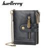 New Men's Short Wallet European American Retro Multi Slot Double Zipper Coin Purse