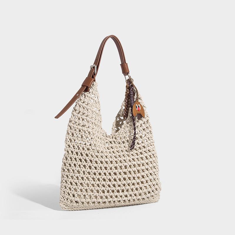 Hand-woven Straw Bag for Women, Large Capacity, 2025 New Summer Style, Single Shoulder Crossbody, Beach Vacation Tote Bag