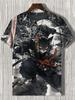 Japanese Cat Pattern T-Shirt For Men Warrior Animal 3D Print Tee Shirts Summer Casual O-Neck Short Sleeve Tees Street Loose Tops
