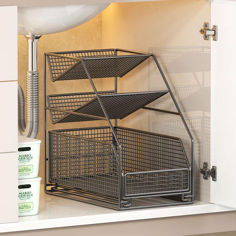 Under-Sink Pull-Out Bathroom Drain Shelf & Storage Basket