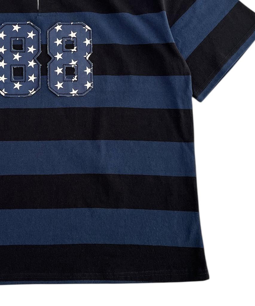 SK8ER ROCK 88 Stripe Rugby Shirt ((D/Blue*Black))