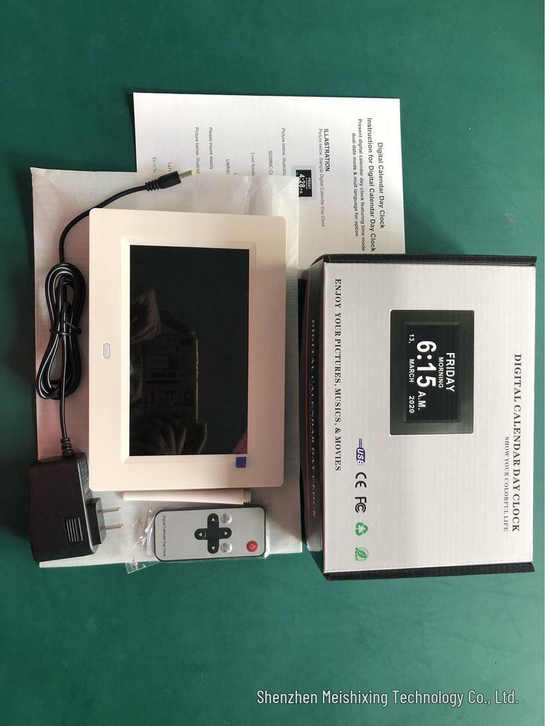 7-Inch HD Digital Photo Frame and Clock with Large Font Calendar IPS Screen