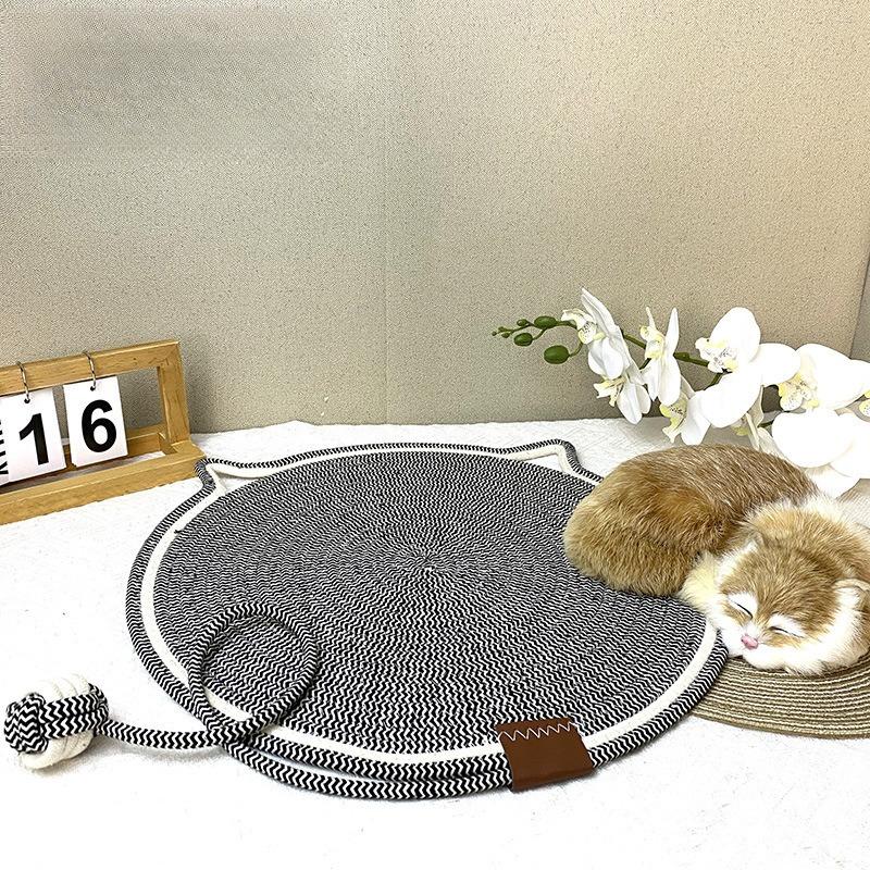 1PC cotton rope braided cat scratching pad toy ball integrated cat sleeping mat scratch and wear-resistant washable pet mat
