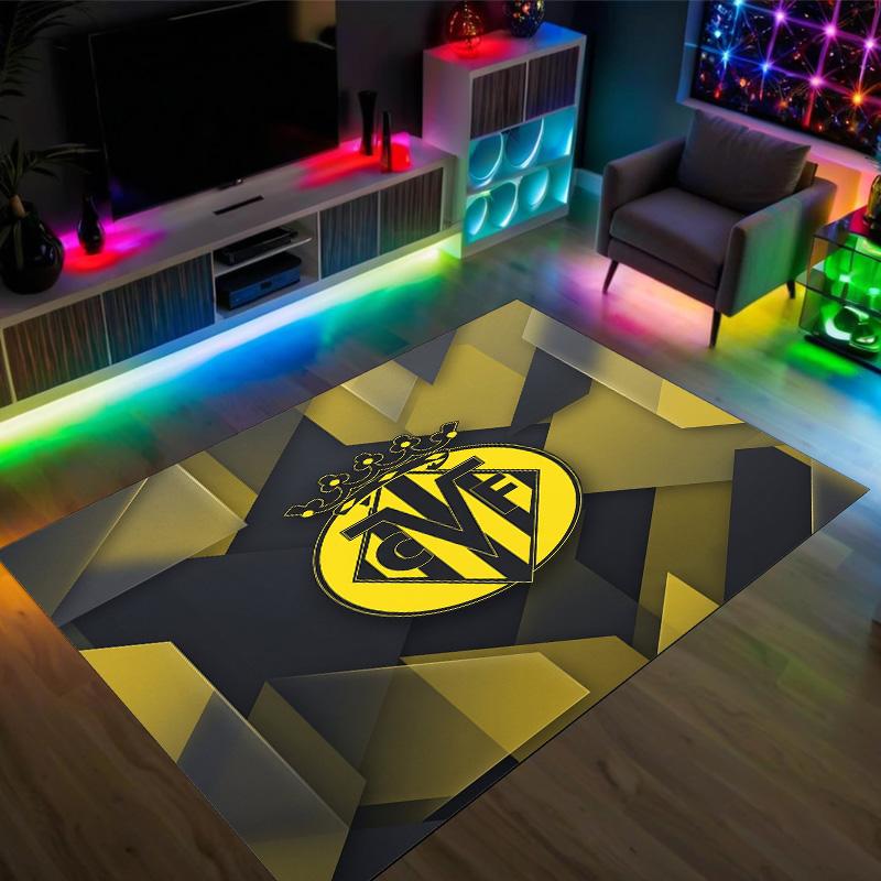 Villarreal FC Design Crystal Velvet Carpet Cozy Non?Slip Printed Rug For Bedroom Living Room Entrance