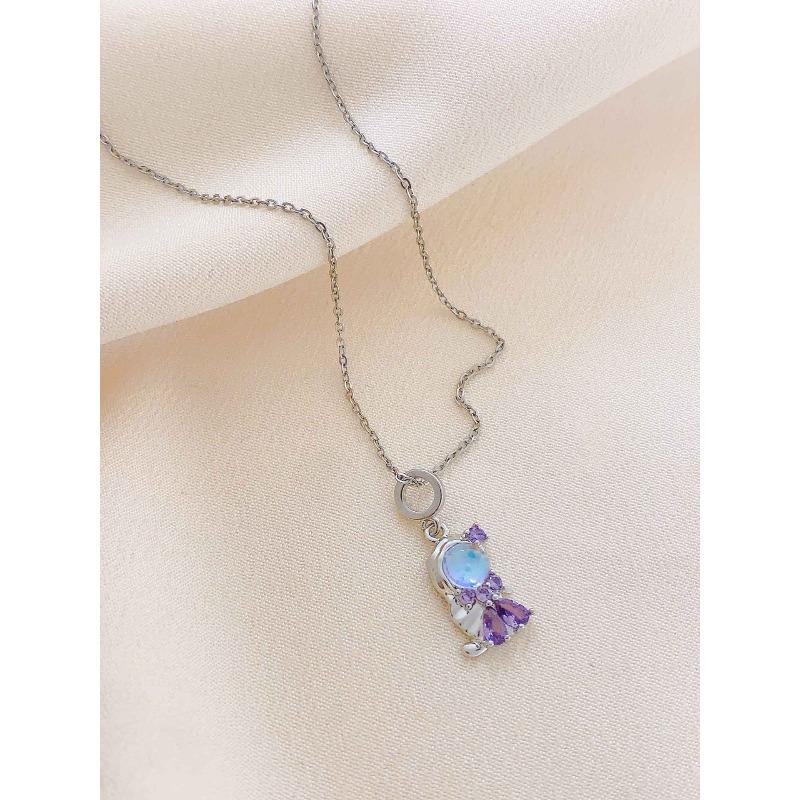 Necklace Women's Summer Aurora Miniature Zirconium New Titanium Steel Necklace Fashion Accessory High-end Lockbone Chain