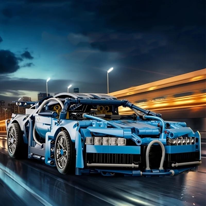 

Набор для сборки спортивного автомобиля высокого класса из 1690 деталей, синий, использует материалы ABS и синие цвета, подходит для декора гостиной и спальни