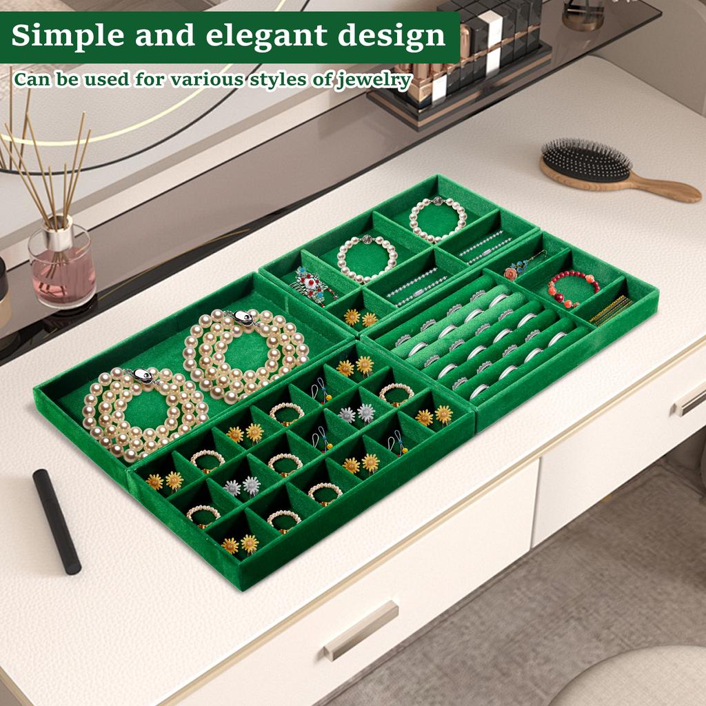 12Pcs Jewelry Display Tray Stackable Ring Earrings Necklace Organizer Storage Box 4 Styles Multi-role Jewellery Organizer Tray