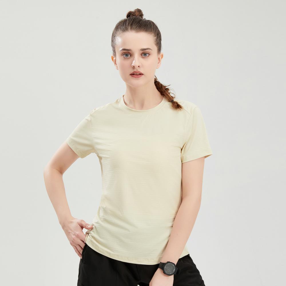 Women's Lightweight Quick-Dry Casual Sports T-shirt - Round Neck, Breathable, Comfortable, Short Sleeve, Customizable.