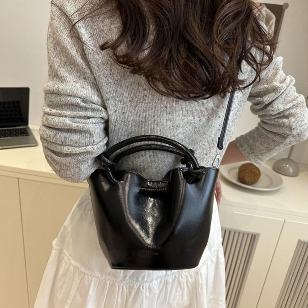 Korean Leather Bucket Bag Small Women’s Handbag Fashion Single Shoulder Bag  Female