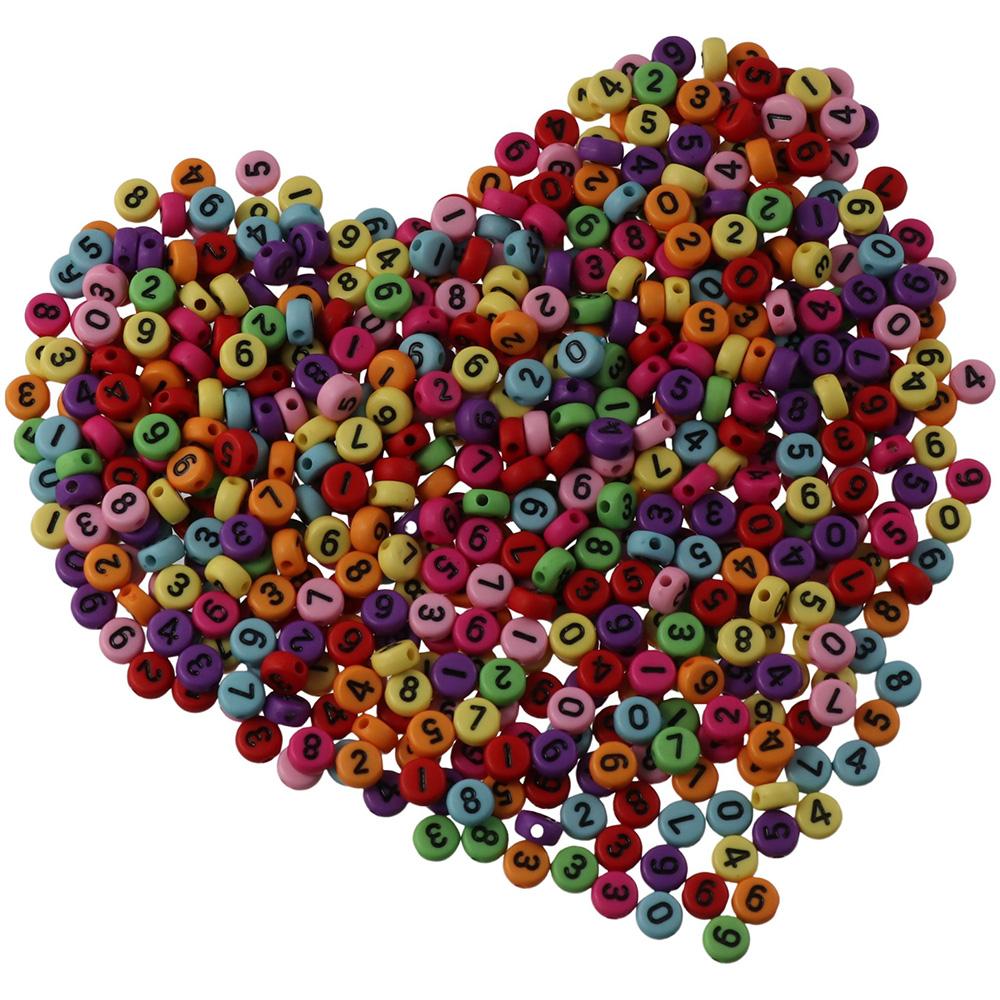 

1000 шт. 4x7 мм 0-9 разноцветные круглые черные бусины с цифрами, бусины в стиле смешанных номеров, подвеска для брелка