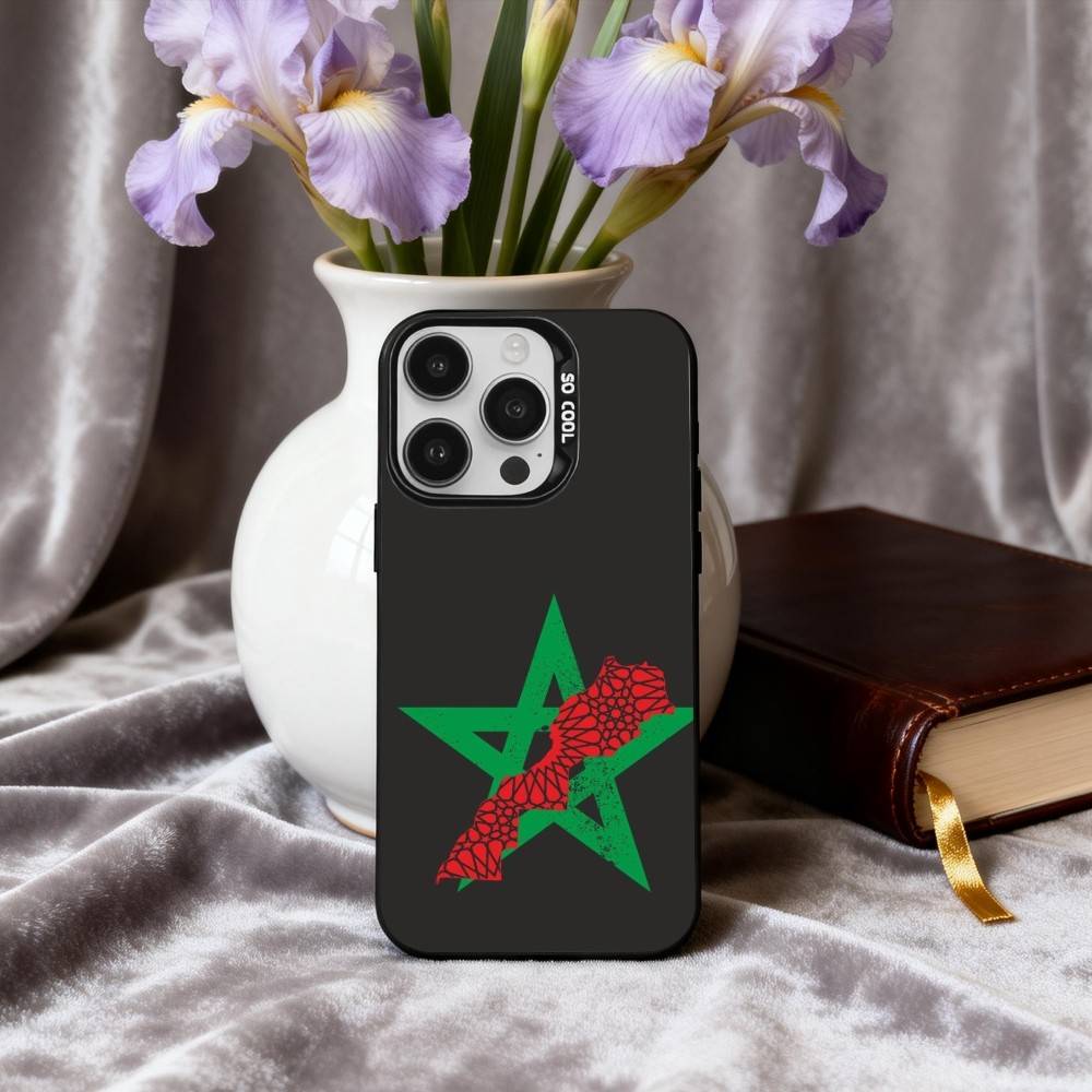 M-Maroc-C M-Morocco F-Flag Phone Case For iPhone17,16,15,14,13,12,11 Plus,Pro Max Black Candy Silver Phone Case