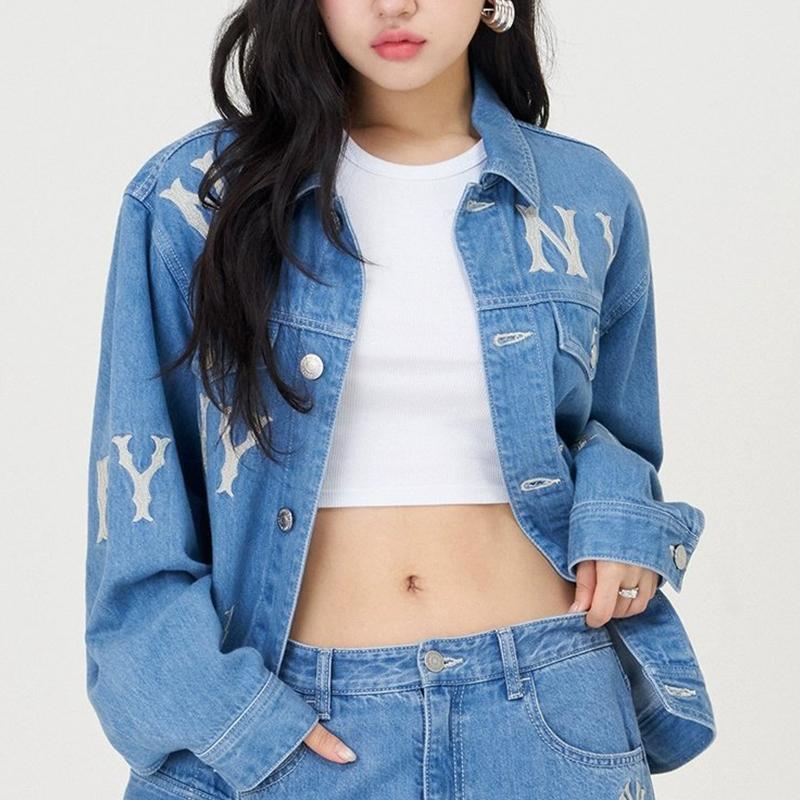 New MLB SS24 Denim Jacket Unisex Light Blue 3ADKB0141-50BLL