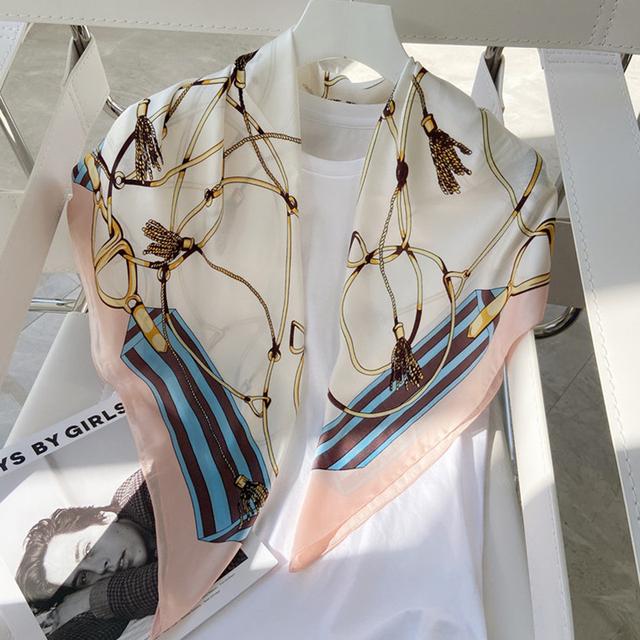 90cm *90cm Design Scarf Lady Shawl Printed Silk Felt Headscarf Scarf Lady Headscarf Square Scarf Lady Wrap Scarf 2021