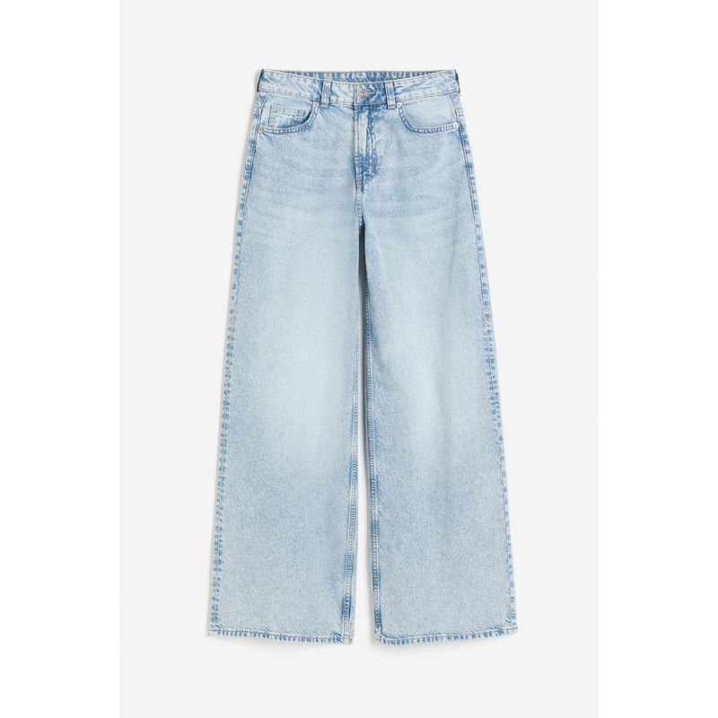 

HM Women s Jeans Autumn Fashion Loose Mid-Waist Straight Stacked Lazy Wide Leg Jeans 1210963 Light denim blue 155/64A
