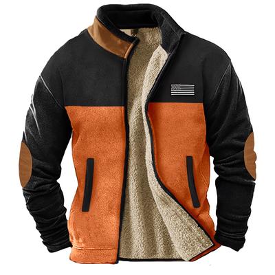 Pulover de iarnă pentru bărbați, culoare uni, cald, cu fermoar, rezistent la vânt, pentru exterior, pulover, cămașă cu mânecă lungă