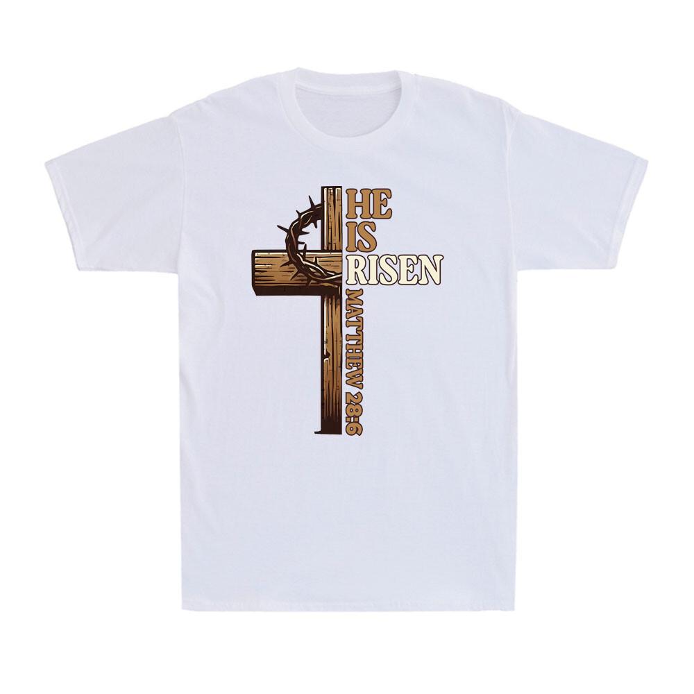He Is Risen Jesus Christian Funny Easter Cross Easter Day Gift Men s T-Shirt XL