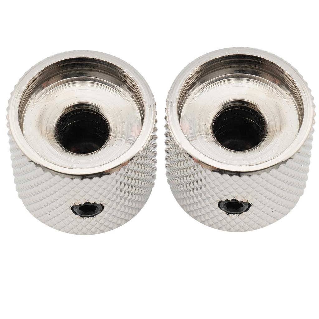 Musiclily Pro Steel Knurled Dome Knobs with Side Indicator for Electric Guitars and Nickel of 1/4" Threads, Metric/Inch Dots, Basses, (Set 2)