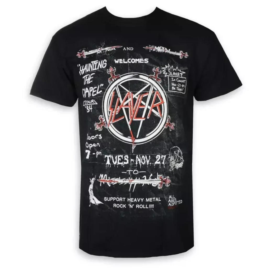Slayer Logo Inspirational Print Tshirt Casual Street Style Cotton Tshirt Suitable For Metal Enthusiasts Casual Summer Tshirt