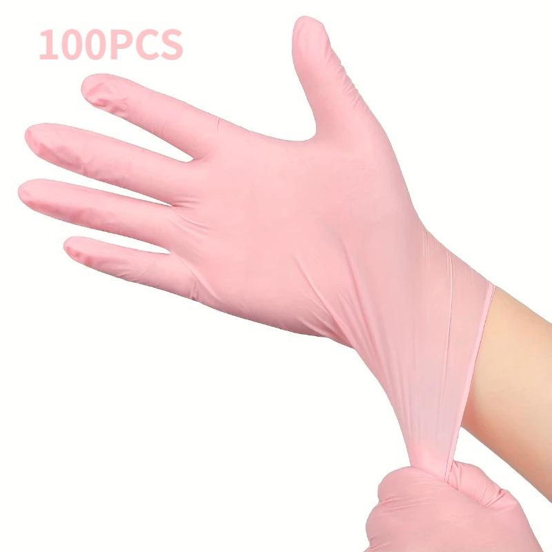 50/100PCS Disposable Pink Nitrile Gloves Household Cleaning Tattoo Hair Dyeing Manicure Latex Free Waterproof Cleaning Supplies