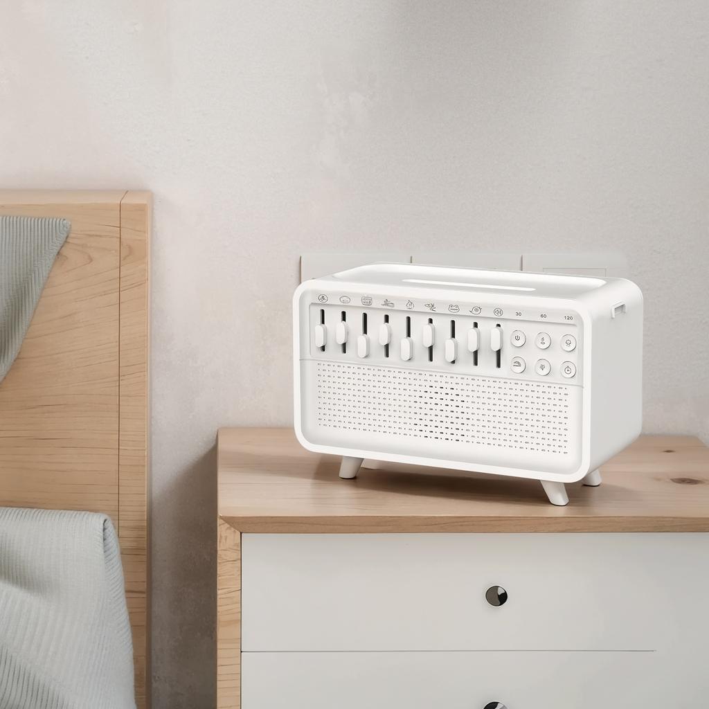 LED White Noise Speaker with 8 Nature Sounds Portable BT Speaker Timer Essential Oils Humidifier for Bedroom Living Room Bedside
