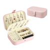 Travel Jewelry Box, Portable Jewelry Case Display Storage Holder Box For Women Girls, PU Leather Double Layer Jewelry Organizer