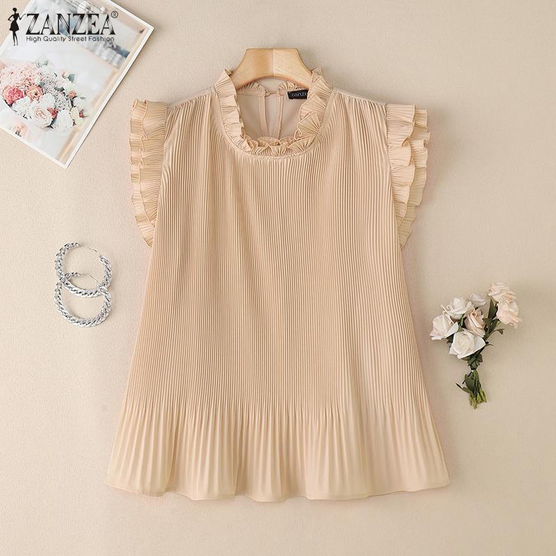ZANZEA Women Casual Round Neck Summer Sleeveless Blouse