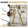 89 cm, Runder Esstisch aus gehärtetem Glas mit stabilen Beinen aus goldfarbenem Metall