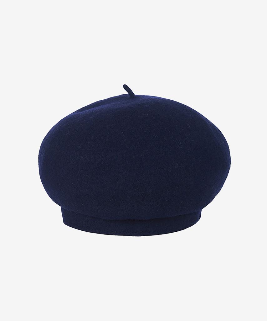 Bajal Studded Logo Wool Beret Navy