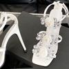 Fashion Luxury Rhinestone Flower Women Sandals Fashion Pointed Toe Thin Heel Roman Shoes Comfortable Open Toe Non-slip Designer Shoes